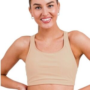 ModLi Sports Bra Racerback‎ Tan Athletic Workout Top Size 1X